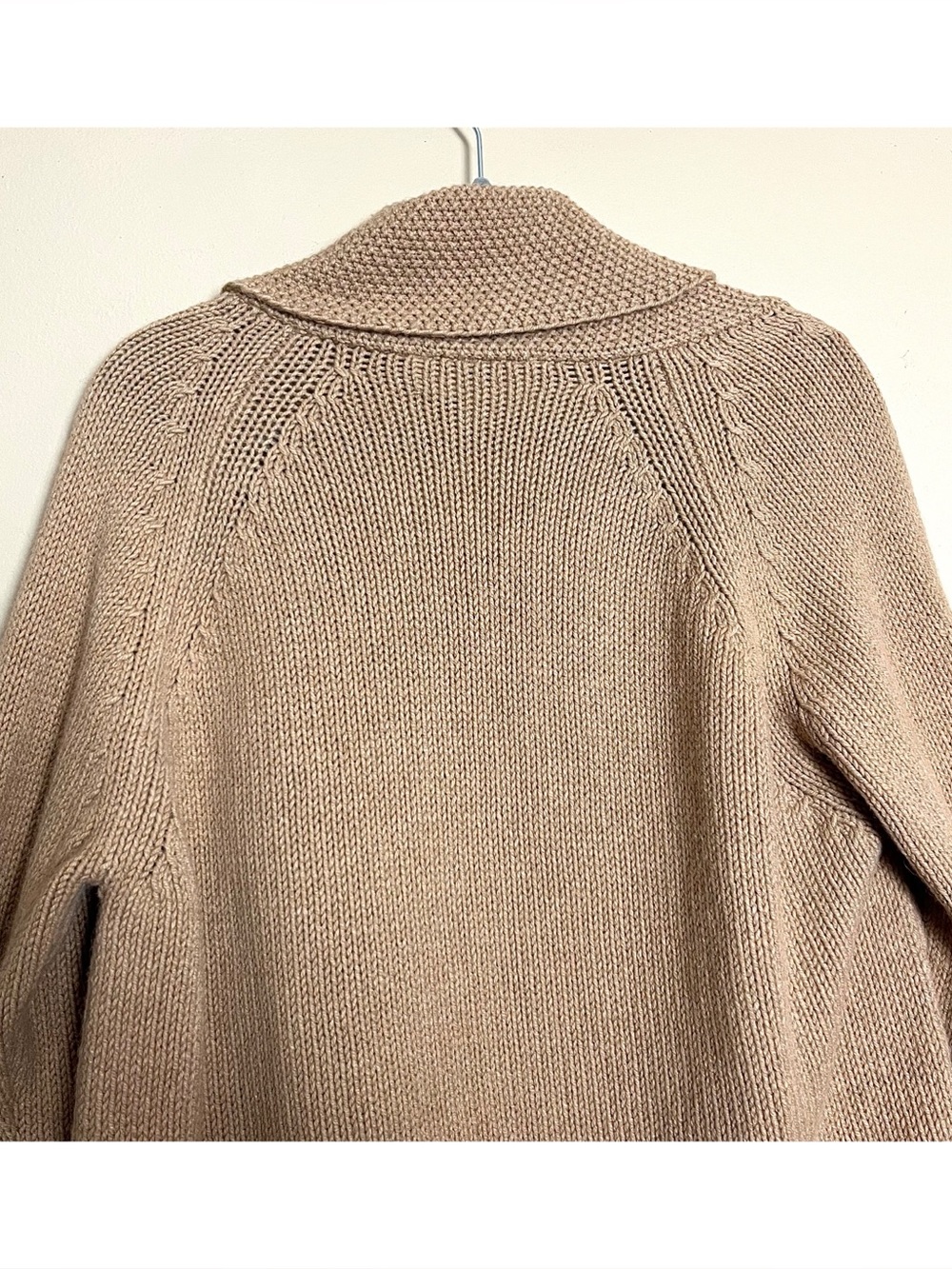 THE GREAT. Beige Knit Cardigan with Cream and Yellow Intarsia - Picture 10 of 13